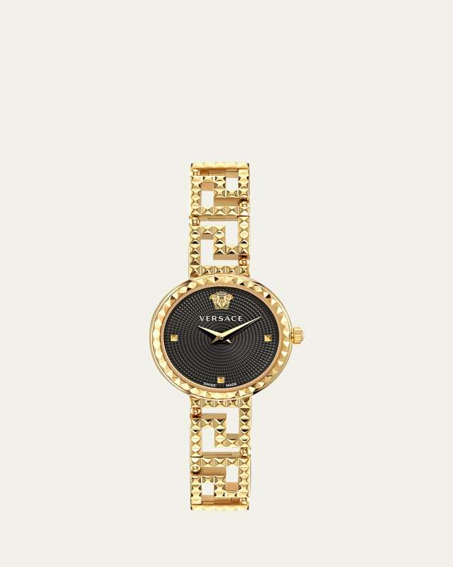 28mm Greca Goddess Watch with Bracelet Strap, Black